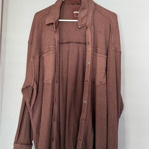 Aerie Brown Button-Up